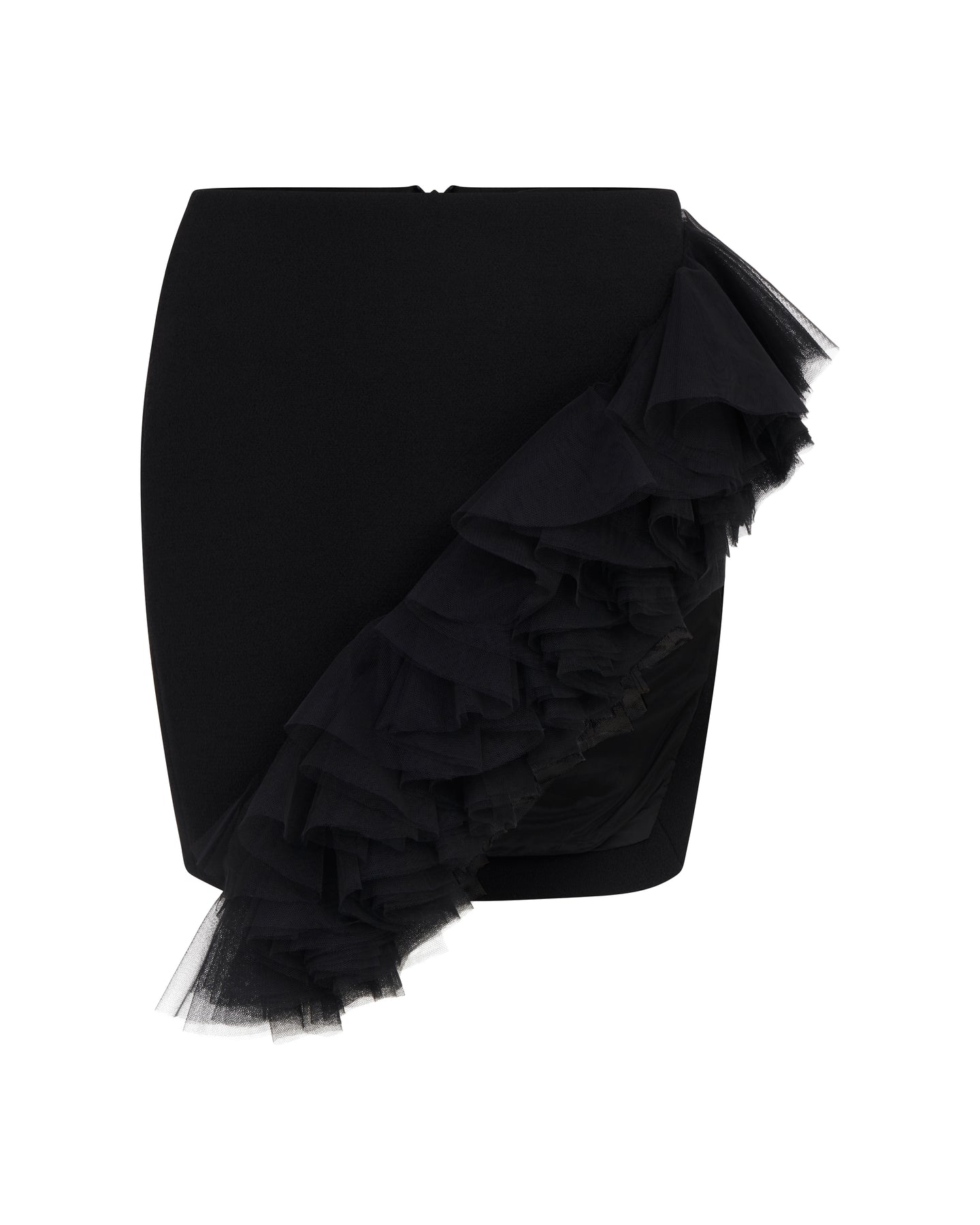ASYMMETRIC RUFFLE HEM MINI SKIRT