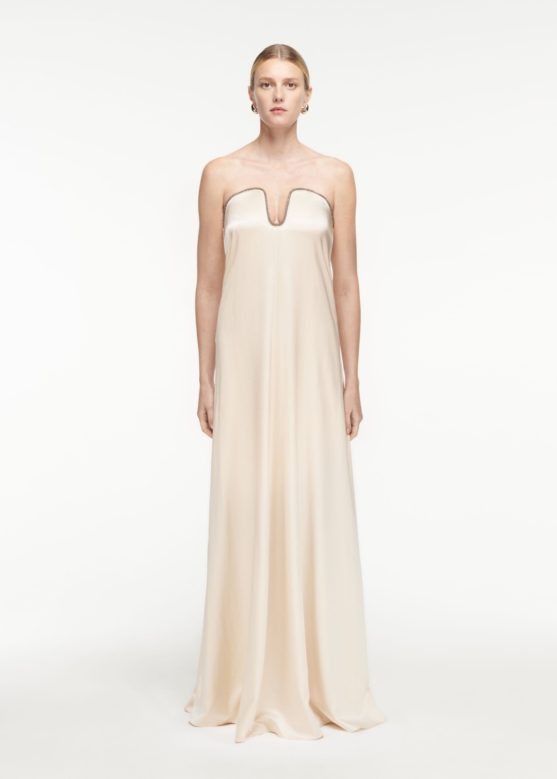 STRAPLESS SILK SATIN GOWN