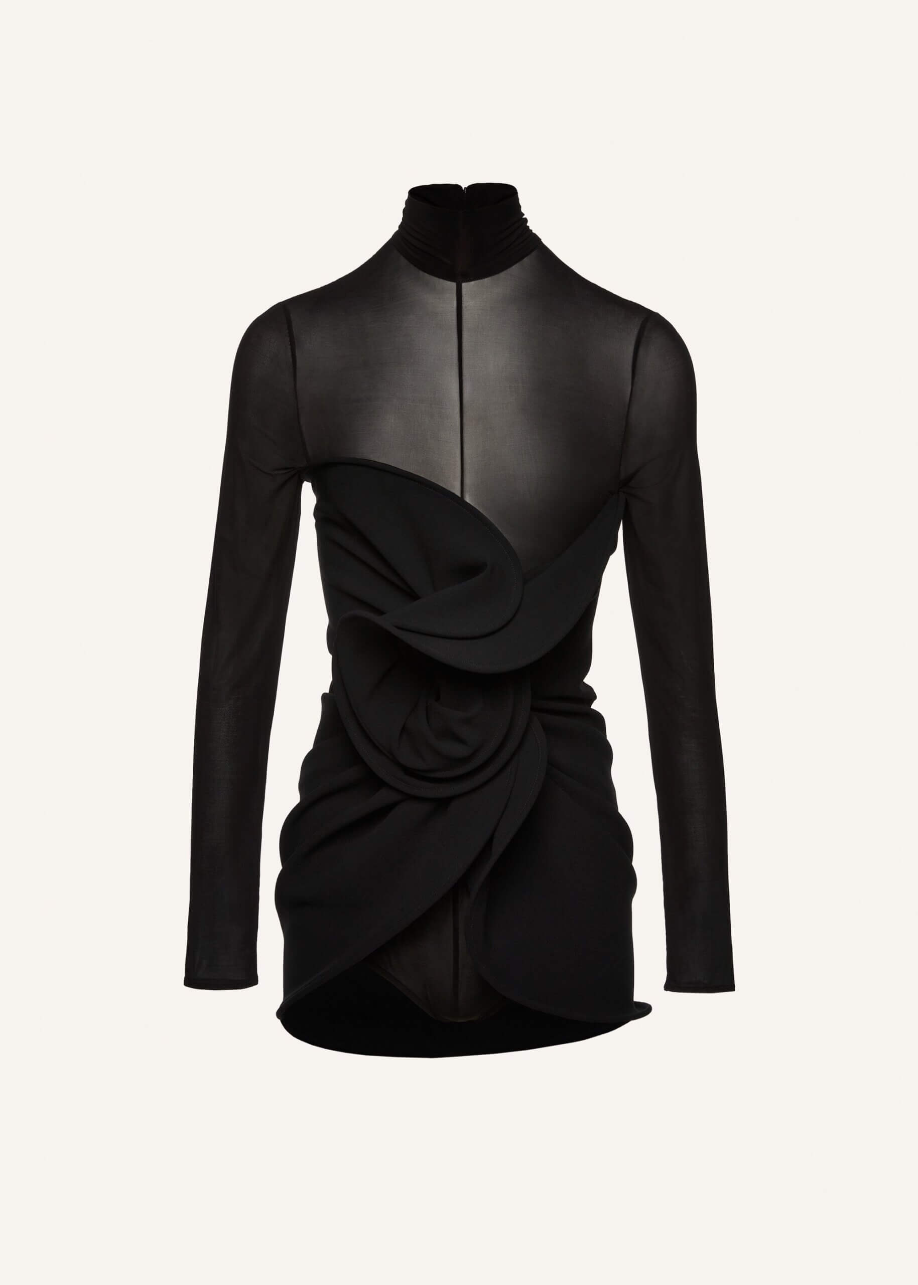 SCULPTURAL HIGH NECK MINI DRESS