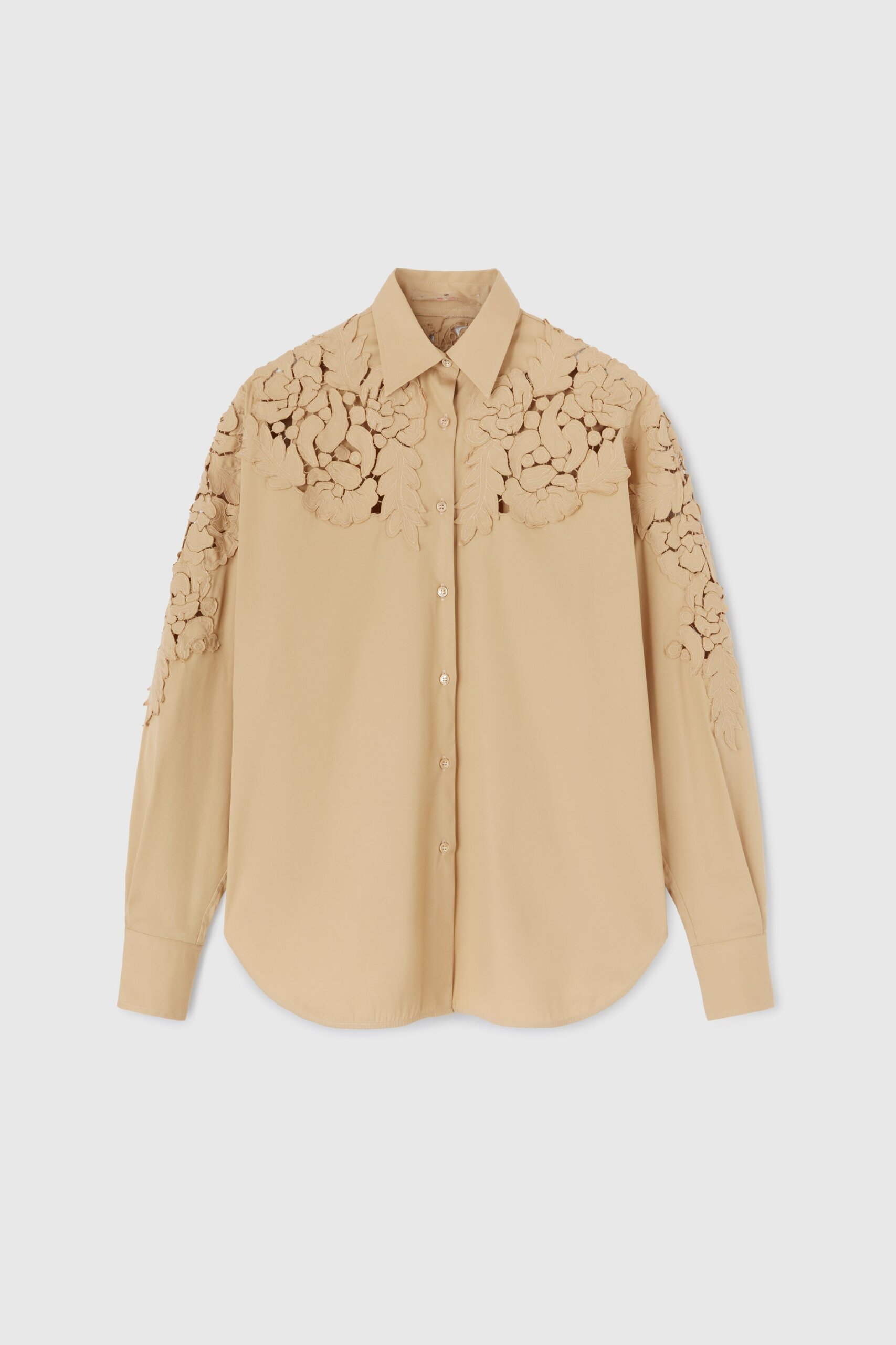 POPLIN SHIRT WITH FLORAL APPLIQUÉ