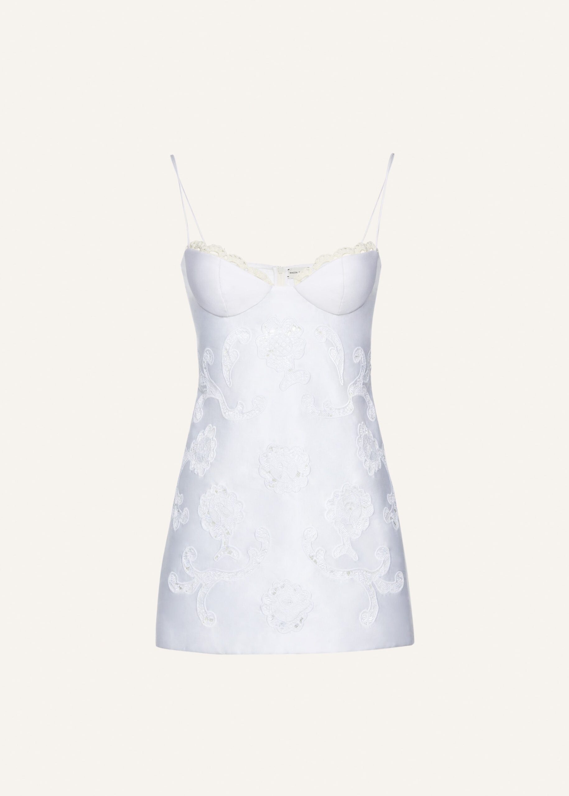 LACE POPLIN BUSTIER MINI DRESS