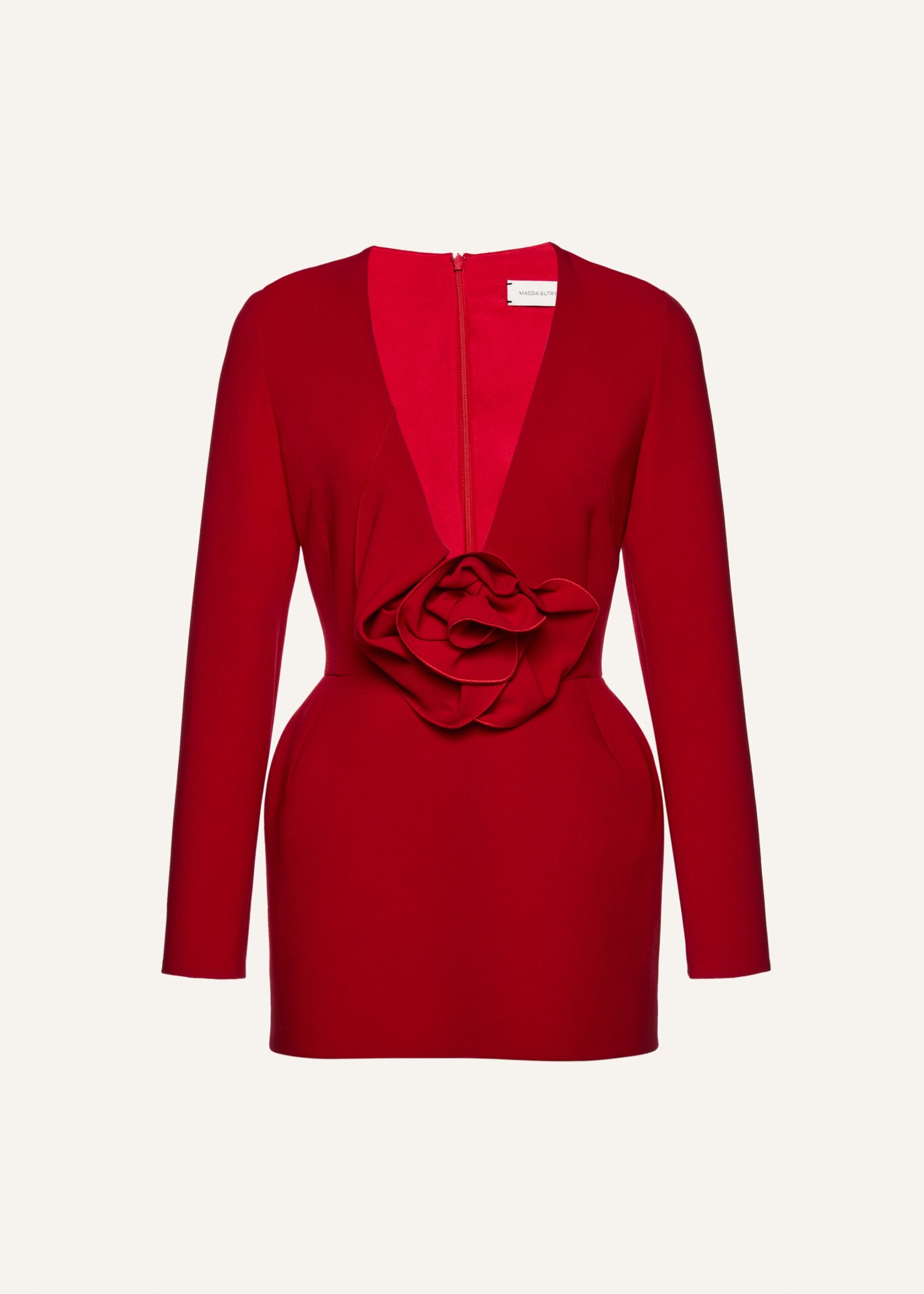 LONG SLEEVE FLORAL APPLIQUE MINI DRESS