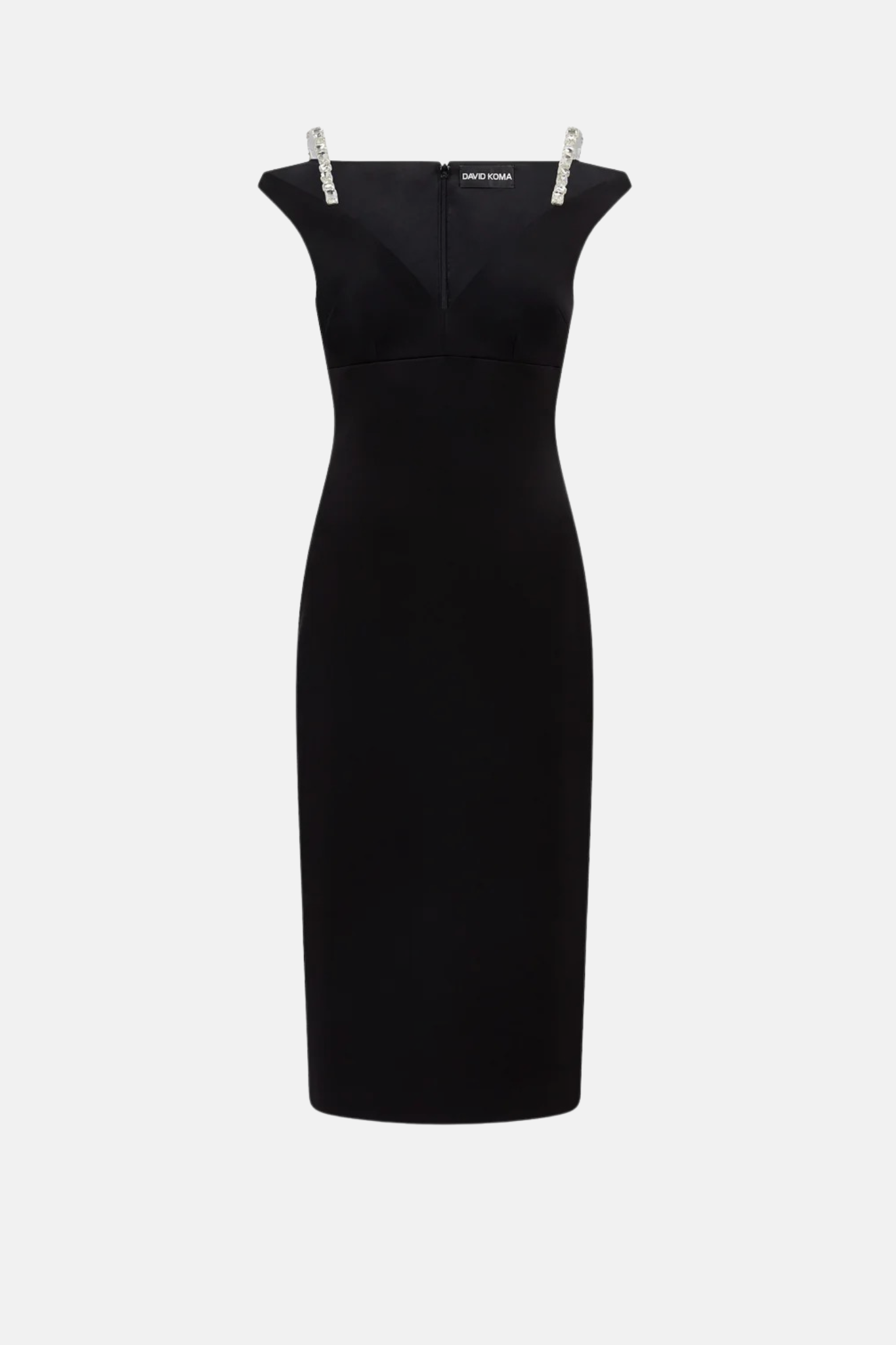 CRYSTAL STRAP DETAIL MIDI DRESS