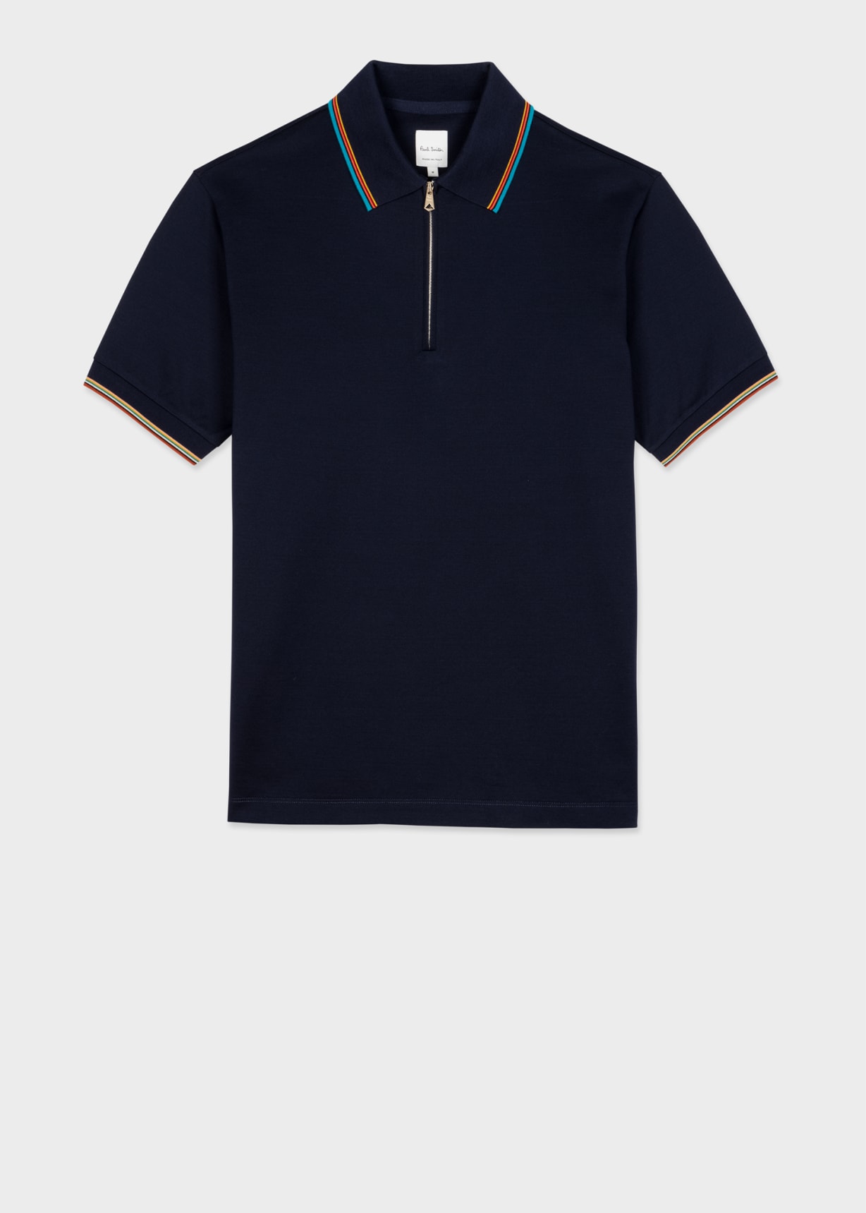 COTTON STRIPED ZIPPED POLO
