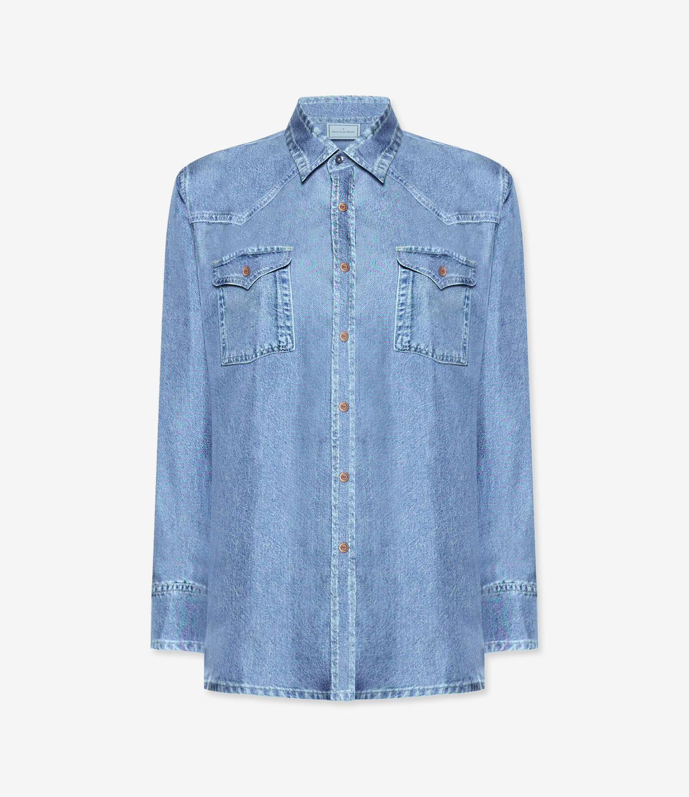 FAUX DENIM SILK SHIRT