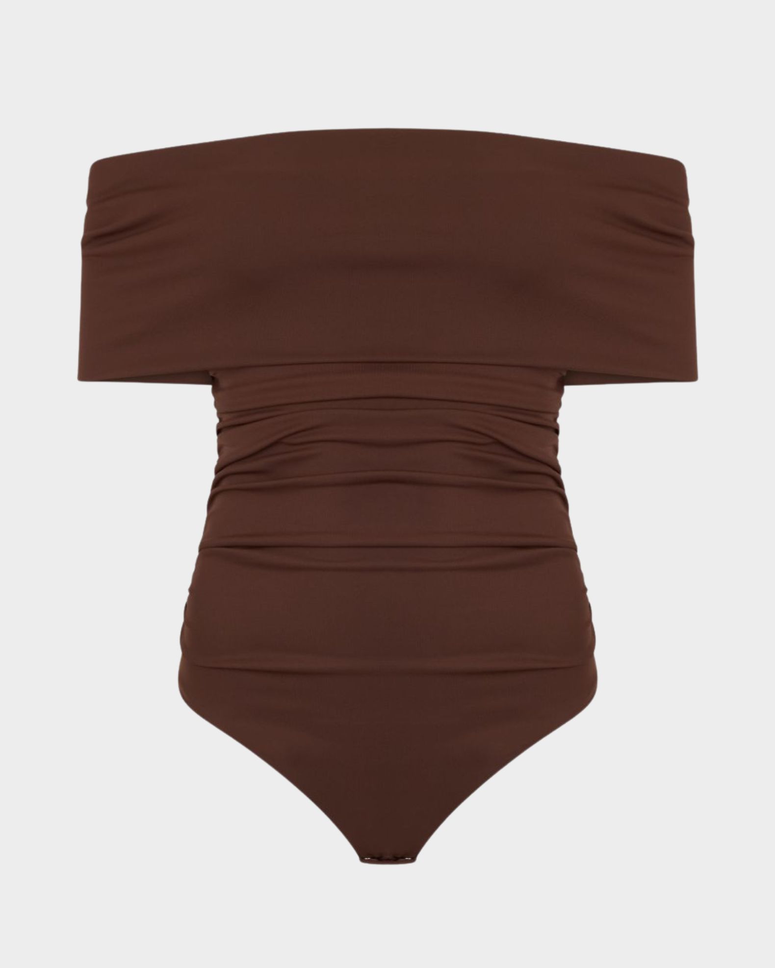 RUCHED OFF THE SHOULDER BODYSUIT